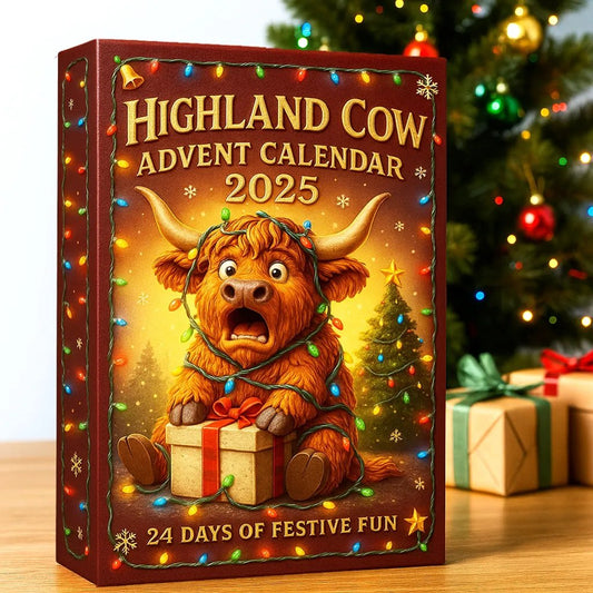 🐮Calendario de Adviento de Vacas Highland 2025🎄 - Muñeca 3D de Vaca Highland Hecha a Mano (24 Piezas)